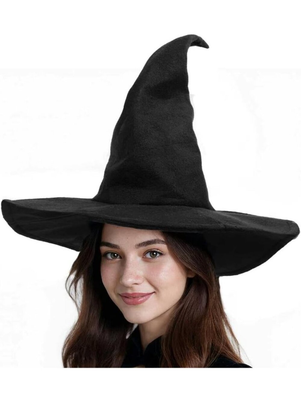 Women's Black Halloween Witch Hat Costume Cosplay Party Accessory Felt Material